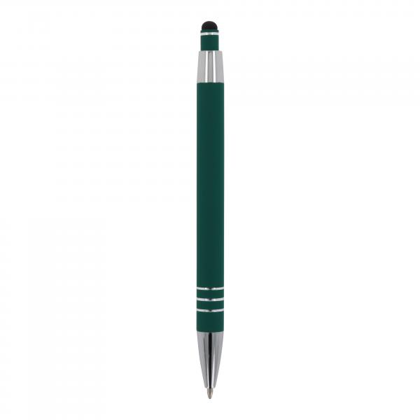 5x Touchpen Kugelschreiber mit Namensgravur - aus Metall - dunkelgrün