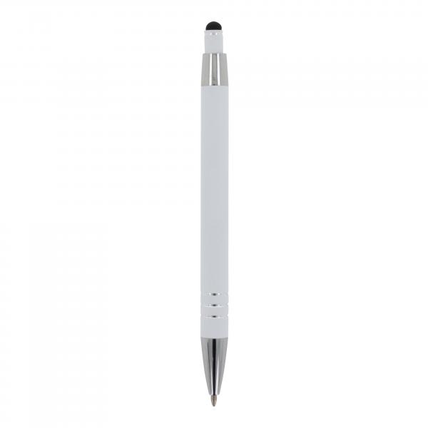 5x Touchpen Kugelschreiber mit Namensgravur - aus Metall - mit Soft-Touch - weiß