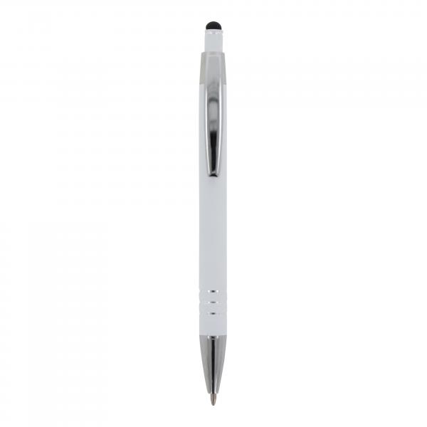 5x Touchpen Kugelschreiber mit Namensgravur - aus Metall - mit Soft-Touch - weiß