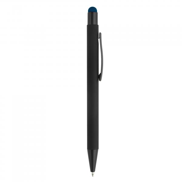 5x Touchpen Kugelschreiber mit Namensgravur - aus Metall - Stylusfarbe: blau
