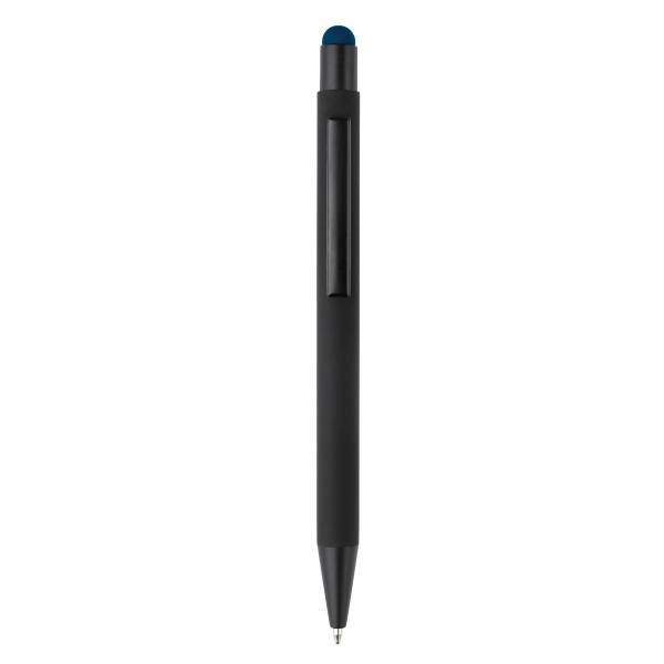 5x Touchpen Kugelschreiber mit Namensgravur - aus Metall - Stylusfarbe: blau