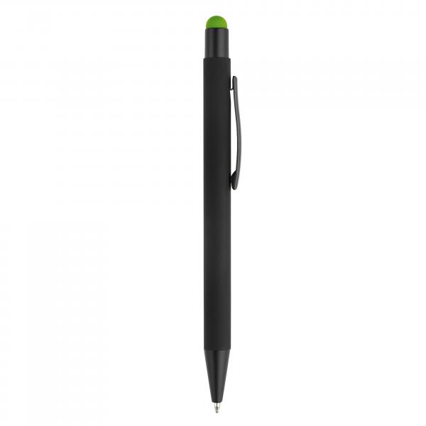 5x Touchpen Kugelschreiber mit Namensgravur - aus Metall - Stylusfarbe: hellgrün
