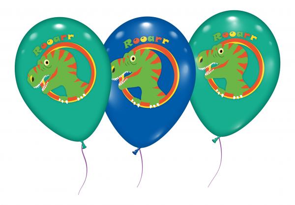6 Luftballons "Dinosaurier"