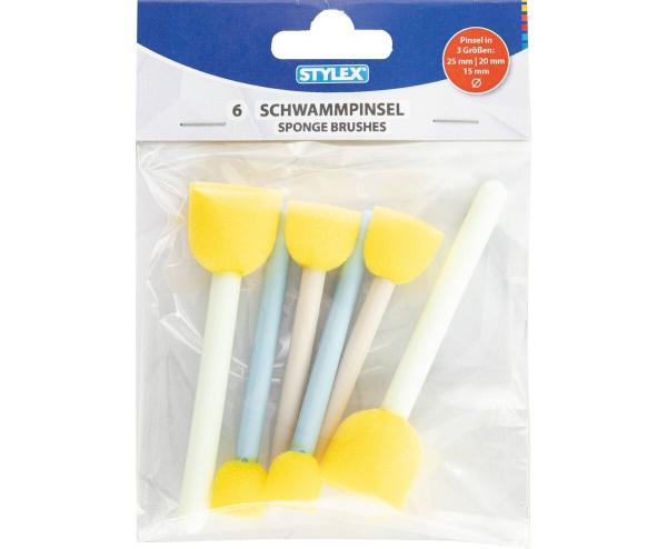 6 Schwammpinsel / Schwammstupf-Pinselset in 3 Größen