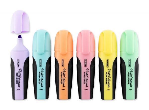 6 Textmarker "Pastell" / 6 verschiedene Farben