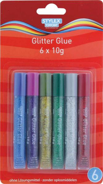 6 Tuben Glitter Glue