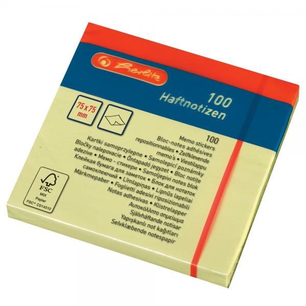 6x Herlitz Haftnotizblock / 100 Blatt je Block / 75x75mm / Farbe: gelb