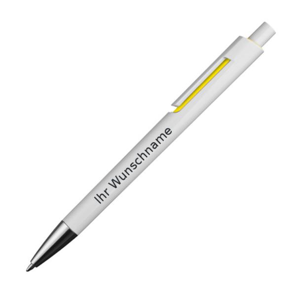 6x Kugelschreiber mit Gravur / mit farbige Applikationen / 6 verschiedene Farben