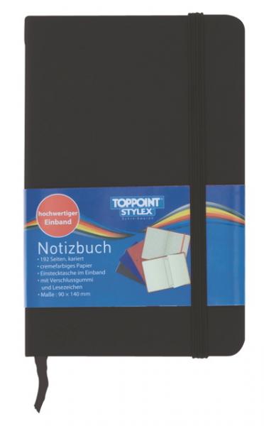 6x Notizbuch 192 Seiten kariert 9,0x14,0cm Kladde ca. DIN A6 4x schwarz 2x blau