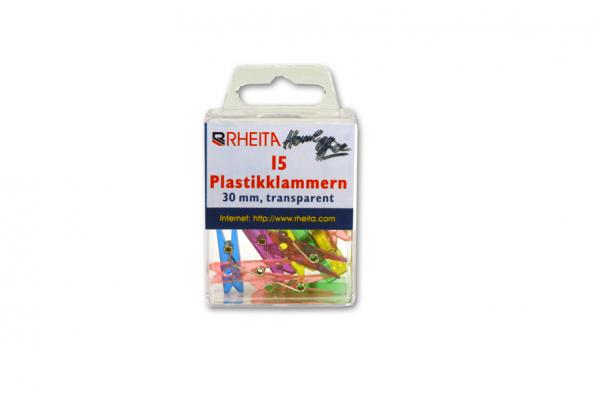 75 (5x 15) Mini Wäscheklammern Plastikklammern 30mm transparent