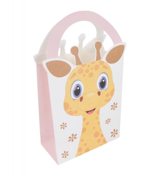 8 Tragetaschen aus Papier / 22 x 12 cm / Geschenkbeutel / je 4x Löwe und Giraffe