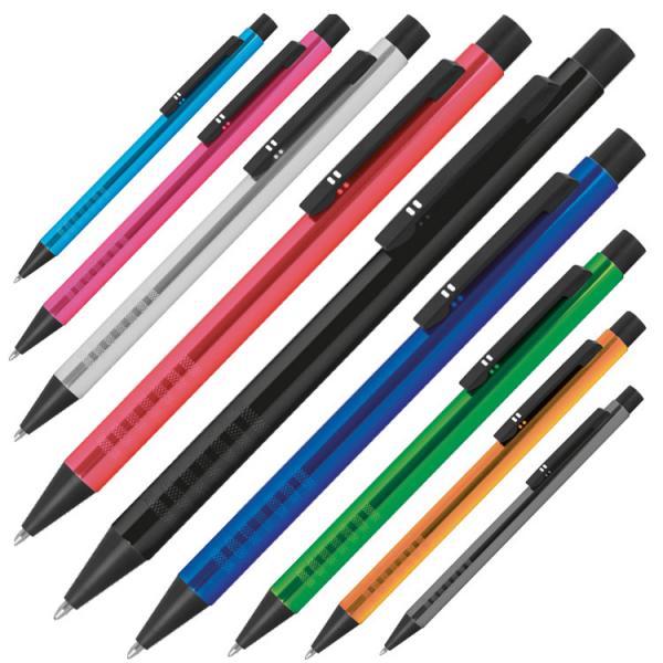 9 Kugelschreiber aus Metall / 9 verschiedene Farben