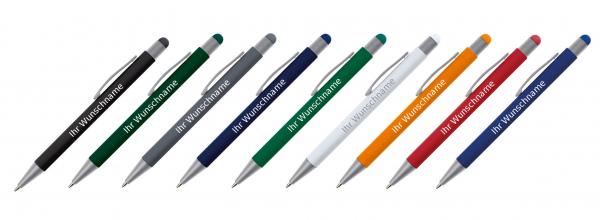 9 Touchpen Kugelschreiber mit Gravur / aus Metall / 9 verschieden Farben