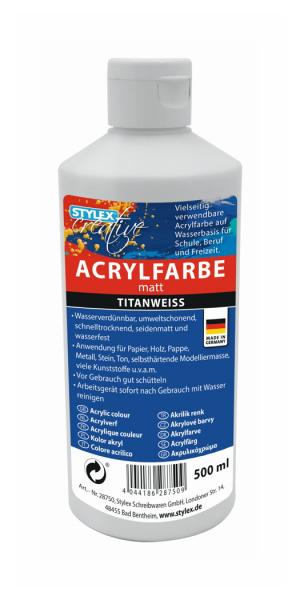 Acrylfarbe / 500ml / Farbe: Titanweiss