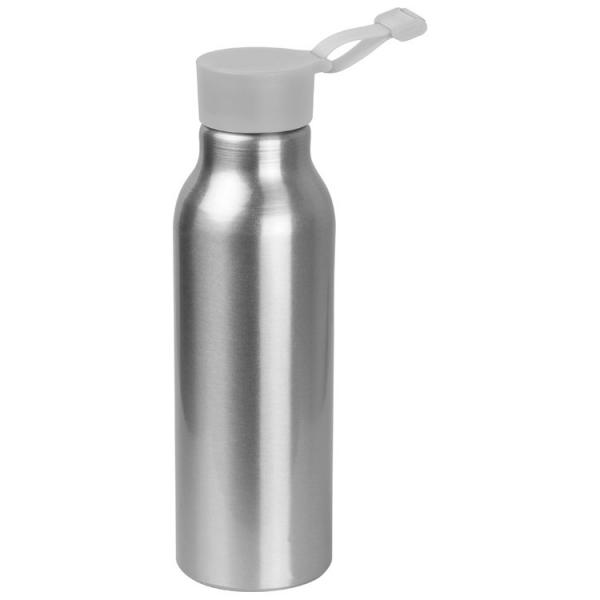 Alu Trinkflasche / Füllvermögen von 600 ml / mit silbergrauen Silikondeckel