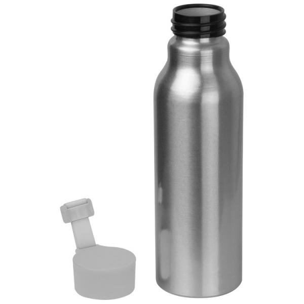 Alu Trinkflasche mit Gravur / 600 ml / mit silbergrauen Silikondeckel