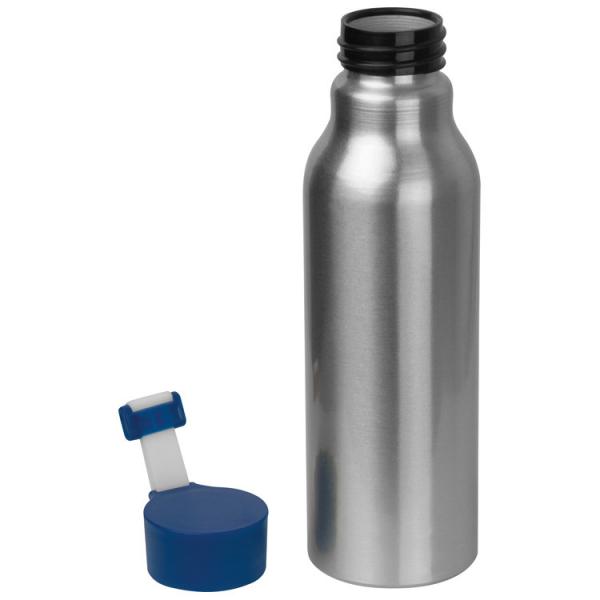 Alu Trinkflasche mit Namensgravur - 600 ml - mit blauen Silikondeckel