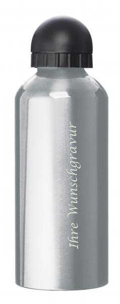 Aluminium Trinkflasche mit Gravur / Sportflasche / 600ml / Farbe:silber