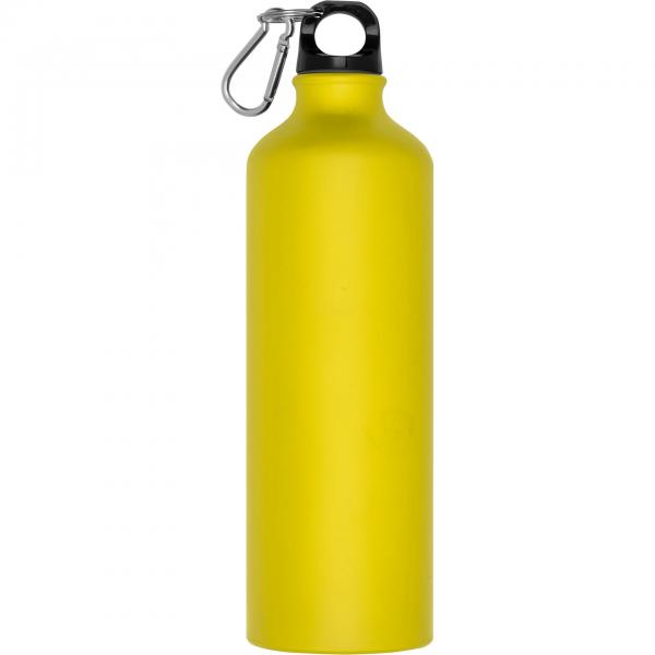 Aluminium Trinkflasche mit Karabinerhaken / Sportflasche / 800ml / Farbe gelb