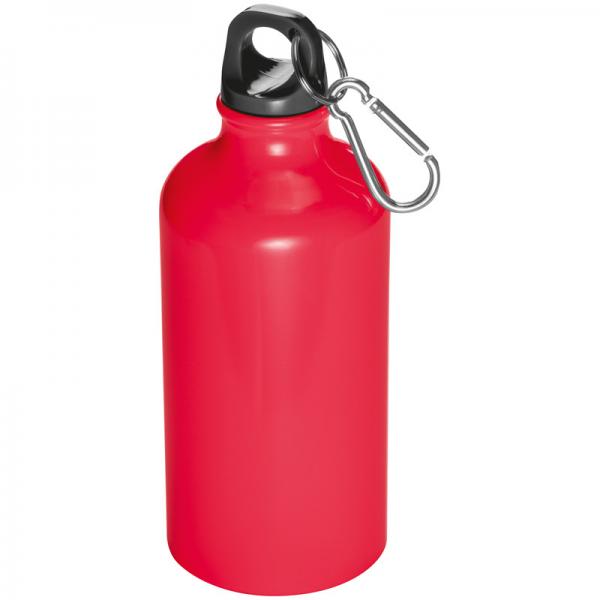 Aluminium Trinkflasche mit Karabinerhaken / Sportflasche 500ml / Farbe: rot