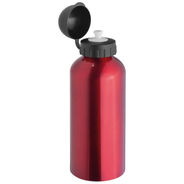 Aluminium Trinkflasche mit Sportverschluss / Sportflasche / 600ml / Farbe: rot