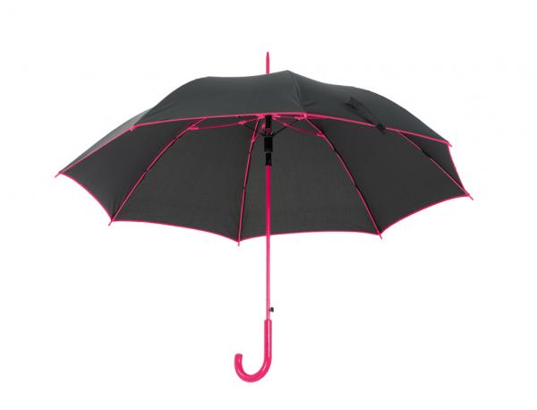 Automatik-Regenschirm / mit Fiberglasgestänge / Farbe: schwarz-pink