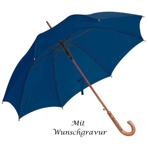 Automatik-Regenschirm mit Gravur / Farbe: dunkelblau