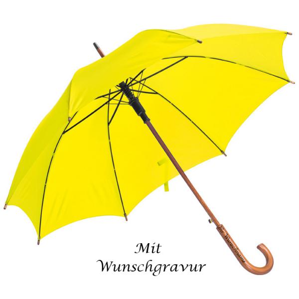Automatik-Regenschirm mit Gravur / Farbe: gelb