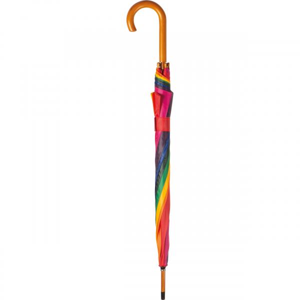 Automatik-Regenschirm mit Holzgriff / Farbe: multicolor
