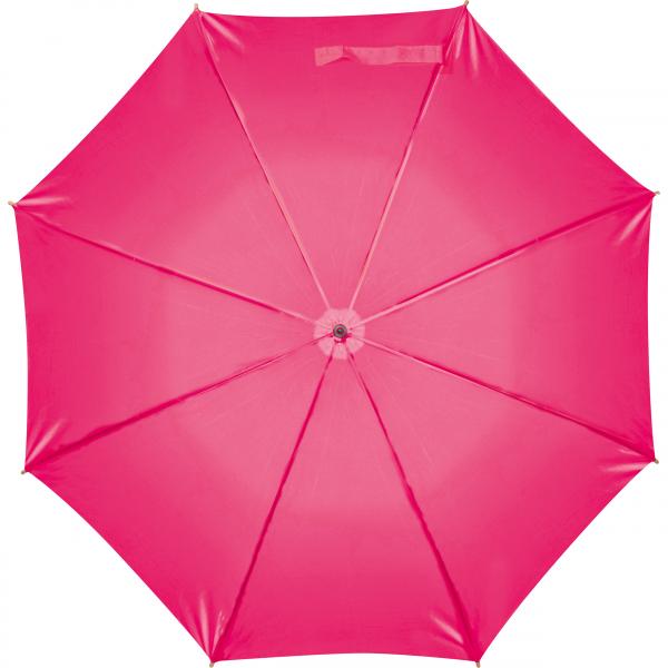 Automatik-Regenschirm mit Holzgriff und Holzspitzen / Farbe: pink