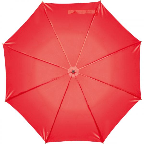 Automatik-Regenschirm mit Holzgriff und Holzspitzen / Farbe: rot