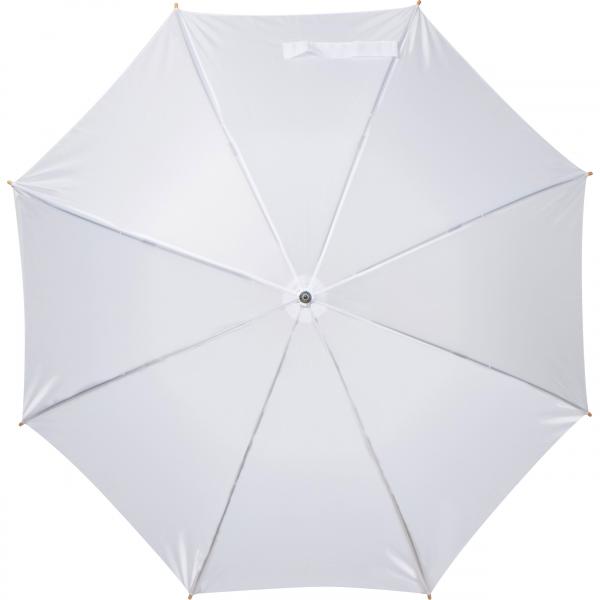 Automatik-Regenschirm mit Holzgriff und Holzspitzen / Farbe: weiß