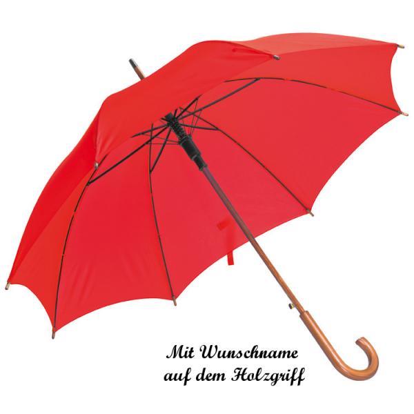 Automatik-Regenschirm mit Namensgravur - Farbe: rot