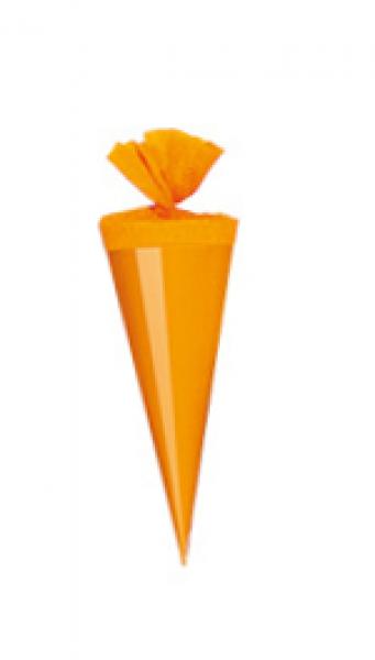 Bastel Schultüte / Länge: 35cm / rund / Farbe: glanzlackiert orange