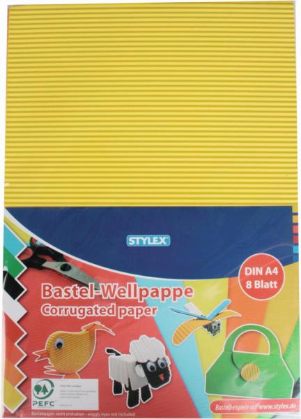 Bastellwellpappe / 8 Blatt / A4 / 8 verschiedene Farben