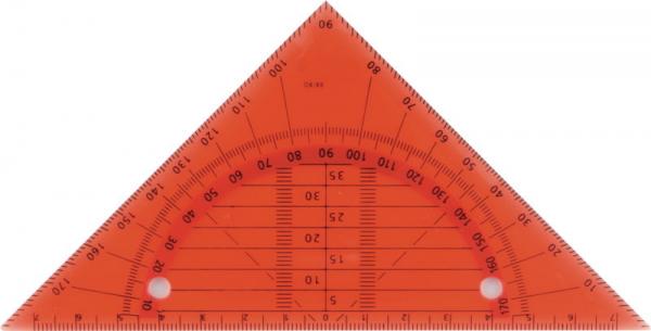 biegsames Geo-Dreieck / Geometriedreieck / abheftbar / Farbe: rot