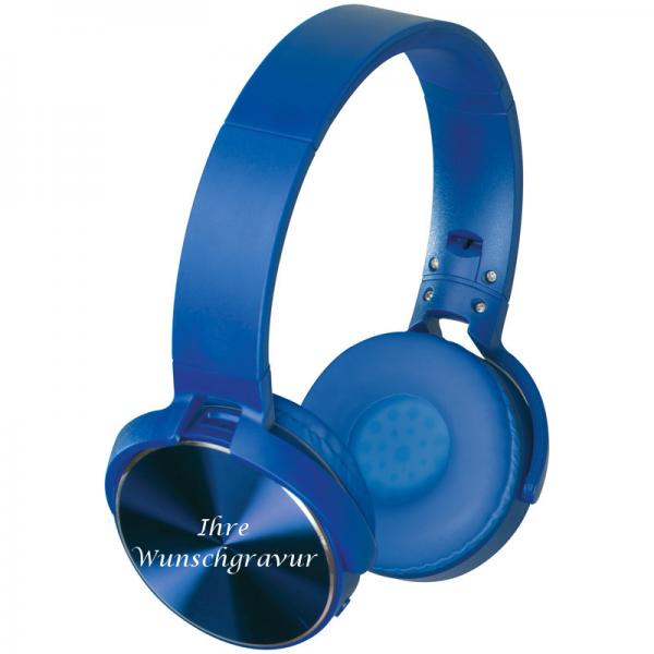 Bluetooth Kopfhörer mit Gravur / Farbe: blau
