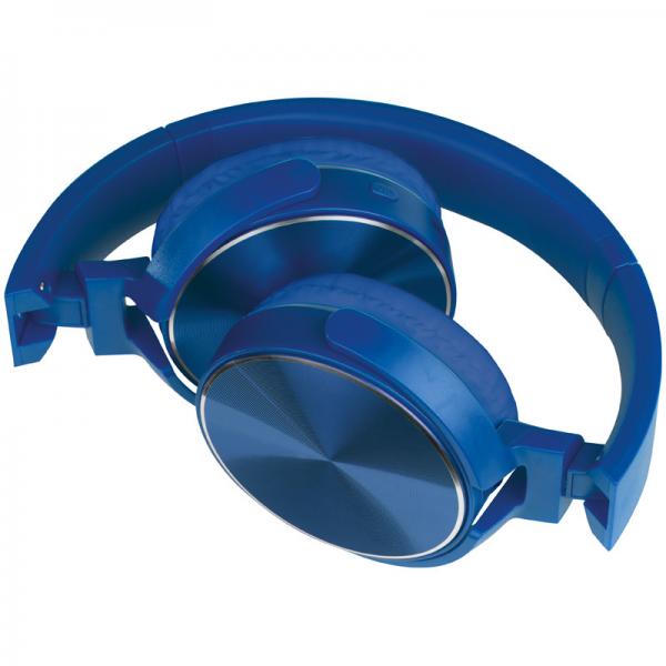 Bluetooth Kopfhörer mit Metallplatten auf den Ohrmuscheln / Farbe: blau