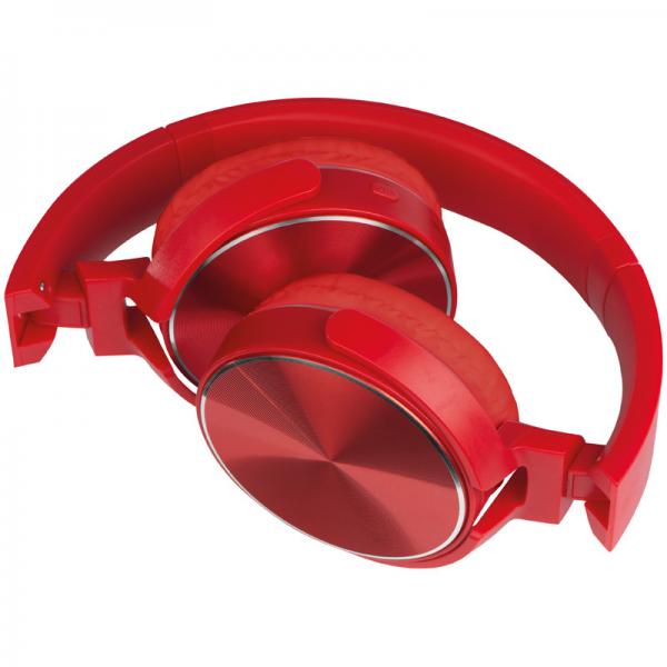 Bluetooth Kopfhörer mit Metallplatten auf den Ohrmuscheln / Farbe: rot