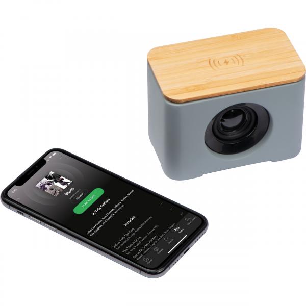 Bluetooth Lautsprecher mit integriertem Wireless Charger mit Namensgravur