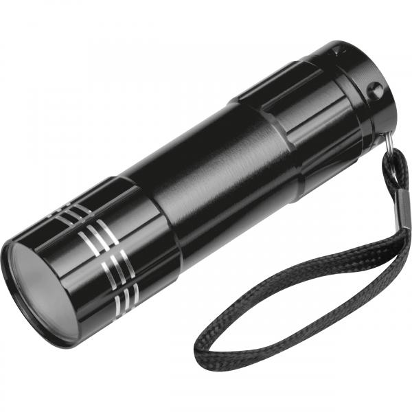 COB Taschenlampe aus Aluminium mit 6 COBs / Farbe: schwarz