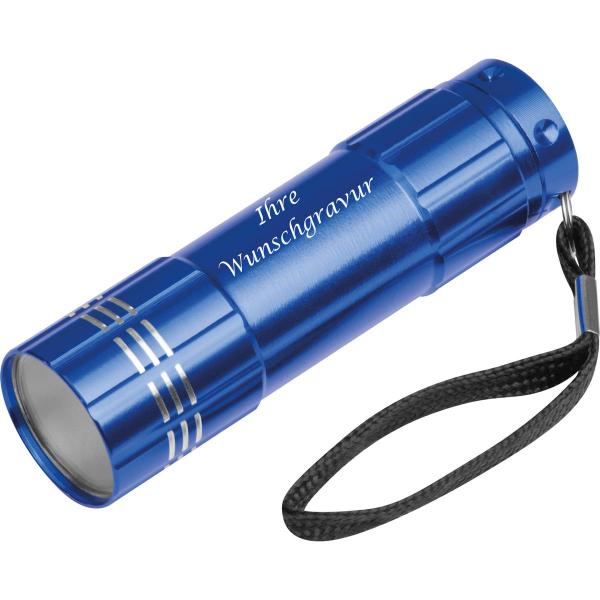COB Taschenlampe mit Gravur / aus Aluminium mit 6 COBs / Farbe: blau