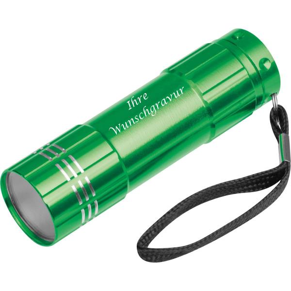 COB Taschenlampe mit Gravur / aus Aluminium mit 6 COBs / Farbe: grün