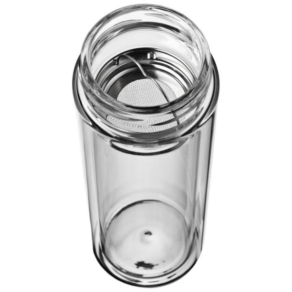 Doppelwandige Glasflasche / Trinkflasche / mit Siebeinsatz / 400ml Füllvermögen