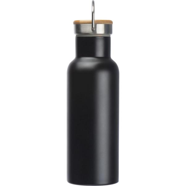 Doppelwandige Trinkflasche mit Gravur / aus Edelstahl / 500ml / Farbe: schwarz