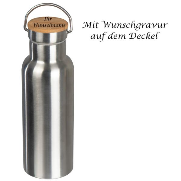Doppelwandige Trinkflasche mit Gravur / aus Edelstahl / 500ml