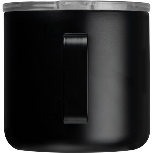 Doppelwandige Vakuum Edelstahltasse transparentem Deckel / Farbe: schwarz
