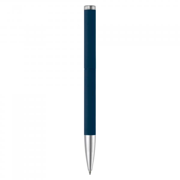 Dreh-Kugelschreiber mit Gravur / aus Metall / mit Soft Touch / Farbe: dunkelblau