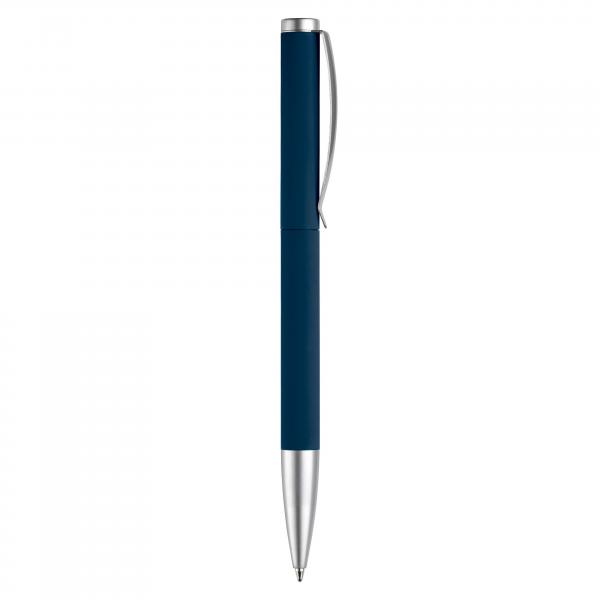 Dreh-Kugelschreiber mit Gravur / aus Metall / mit Soft Touch / Farbe: dunkelblau
