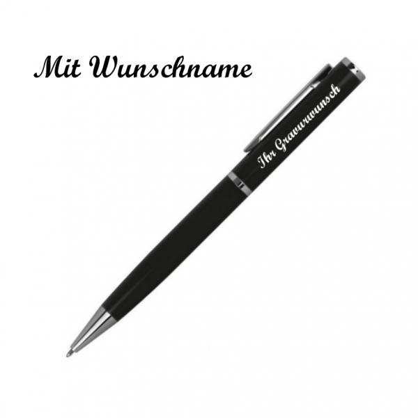 Drehbarer Kugelschreiber aus Metall mit Namensgravur - mit Etui - Farbe: schwarz
